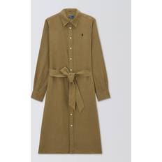 Polo Ralph Lauren Midi Dresses Polo Ralph Lauren Logo Pure Linen Shirt Dress - Brown