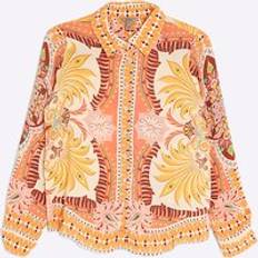 Orange Shirts River Island Womens Petite Long Sleeve Graphic Print Shirt - Orange