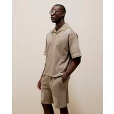 River Island Mens Grey Embroidered Open Neck Polo Shirt - L