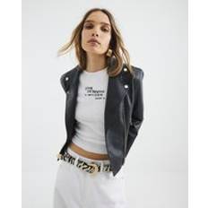 Women Jackets River Island Faux Leather Biker Jacket - Black