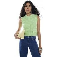 Green - Women Vests River Island Boucle Fringed Waistcoat - Green