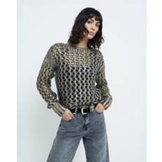 Women Jumpers River Island Womens Grey Foil Cut Out Jumper - Grey