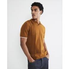 River Island XS Polo Shirts River Island Mens Brown Slim Asymmetric Open Collar Polo Shirt - XS