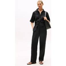 Tommy Hilfiger Jumpsuits & Overalls Tommy Hilfiger Short Sleeve Belted Linen Blend Jumpsuit - Black