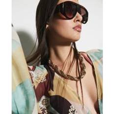 Women Swimsuit Cover-Ups & Sarong Wraps River Island Womens Long Sleeve Leaf Kaftan - Blue