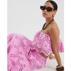 River Island Petite Cropped Broderie Cami Top - Pink