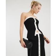 L Tank Tops River Island Womens Black Sleeveless Bandeau Monochrome Top - L