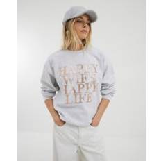 River Island XS Jumpers River Island Womens Long Sleeve Happy Wife Sweatshirt - Grey