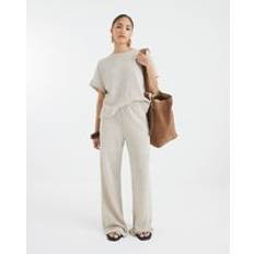 Gold - Women Trousers River Island Petite Gold Knit Ribbed Wide Leg Trousers - Gold