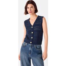 Whistles Pointelle Detail Tank Top - Navy