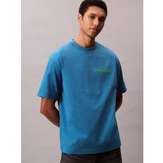 Calvin Klein T-shirts on sale Calvin Klein Cotton Regular Fit Short Sleeve Logo T-Shirt - Bluesteel