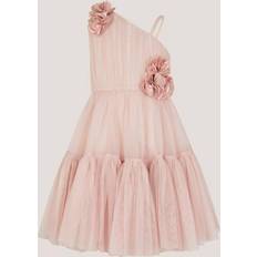 Recycled Materials Dresses Monsoon Kids' Ruby Flower Asymmetric Dress - Pink