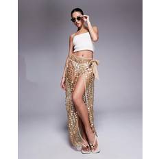 M Swimsuit Cover-Ups & Sarong Wraps River Island Womens Gold Sequin Beach Sarong