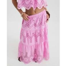 River Island Petite Maxi Embroidered Cutwork Skirt - Pink
