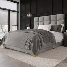 Frame Beds CasePiece Silver Grey Queen Wood Upholstered Polyester Frame Bed