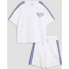 White T-shirts River Island Boys Tile Print Taped T-Shirt Set - White