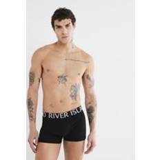 Men Underwear River Island Mens Multi Metallic Ri Logo Boxers - Black