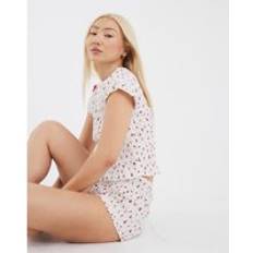 River Island Sovplagg River Island Smockad Pyjamas Med Körsbärsmönster - Vit