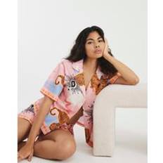 Sleepwear River Island Womens Printed Shirt Pyjama Set - Pink