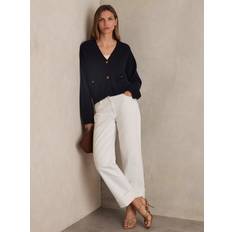 Cashmere - Men Cardigans Reiss Mila Button Detail Wool Rich Cardigan - Navy