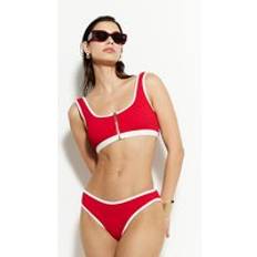 River Island Womens Red Tipped Textured Bikini Bottoms - 10