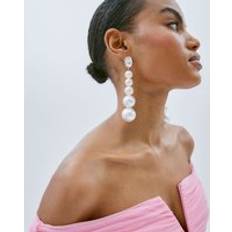 River Island Cream Graduated Pearl Crystal Stud Earrings - One Size