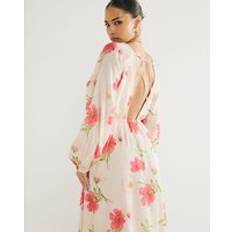 River Island Petite Cream Long Sleeve Floral Maxi Dress - Womens