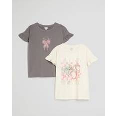 Beige Tops Children's Clothing River Island Pack Of 2 Frill T-Shirts - Beige Pink