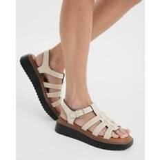Sandals River Island Cream Wide Fit Flatform Sandals - 4 Wide Fit
