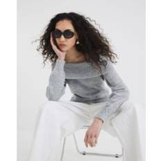 Jumpers River Island Womens Long Sleeve Bardot Knitted Top - Grey