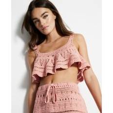 River Island Crochet Frill Cami Beach Top - Pink