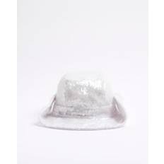 Headgear River Island Womens Sequin Cowboy Hat - White Pastel