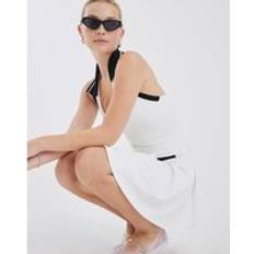 River Island Womens Halter Neck Pleated Mini Dress - White