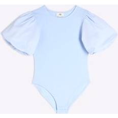 Blue Bodysuits Children's Clothing River Island Girls Blue Puff Sleeve Bodysuit - Blue