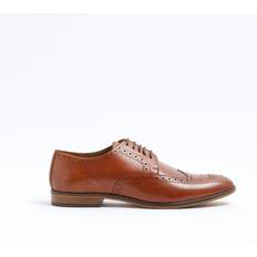 River Island Mens Brown Leather Derby Brogue Shoes - 6