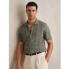 Zipper Shirts Reiss Tay Zip-Through Pointelle Shirt - White