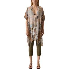 Beige Swimsuit Cover-Ups & Sarong Wraps James Lakeland Floral Paisley Kaftan - Beige