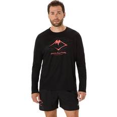 Gång & Vandring - Svarta T-shirts Asics Fujitrail Logo LS Top Löpartröja - Black/Carbon/Coral Reef