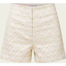 Gold - Women Shorts Veronica Beard Jazmin Gold-Print Short - Off-White