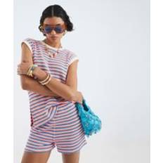 Shorts River Island Womens Textured Stripe Shorts - Pink