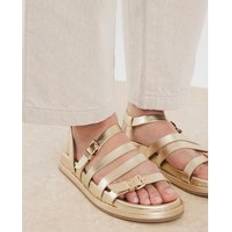 Sandals River Island Womens Gold Strappy Footbed Sandals - Gold