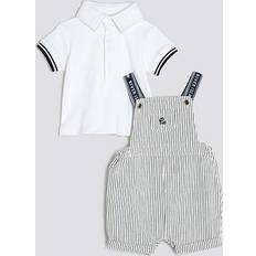 River Island Baby Boy Striped Dungaree Set - Cream