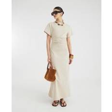 Beige - Midi Dresses River Island Womens Short Sleeve Drape Side Midi Dress - Beige