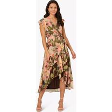 Adrianna Papell Floral Hi Low Dress - Brown/Multi