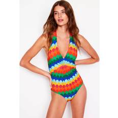 Multicoloured - Sportswear Garment Swimsuits Boden Halter Neck Ruched Abstract Print Swimsuit - Multi