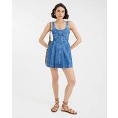 Dresses River Island Womens Sleeveless Seamed Mini Dress - Blue Denim