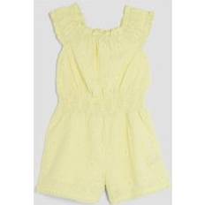 Girls - Yellow Playsuits River Island Girls Yellow Shirred Texture Playsuit - Yellow