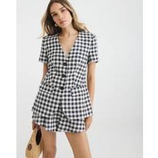 Jackets River Island Gingham Short Sleeve Jacket - Black
