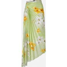 Multifärgade - Plissering Kläder Pinko Jupe Midi Plissée À Imprimé Floral - Green/Yellow/White