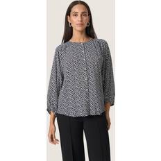 Prikkede Overdele Soaked in Luxury Slarjana Leodora Blouse 3/4 Bluser - White Dots